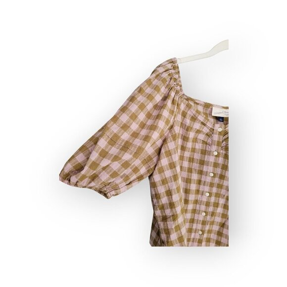 Universal Thread Gingham Puff Sleeve Top Size L - Picture 4 of 8